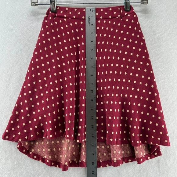 Uniqlo Skirt Girls 110 3-4Y Ines De La Fressange Polka Dot A-Line Twill Burgundy - Picture 12 of 12